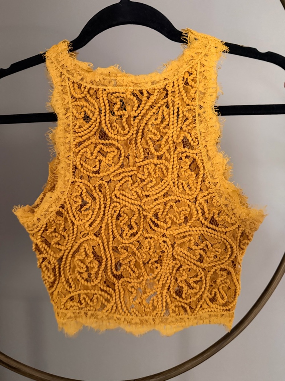 Women’s Crochet Lace Crop Tank Top - Yellow